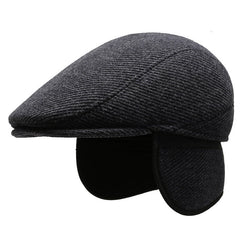 Close-up of winter ear protection hat fabric