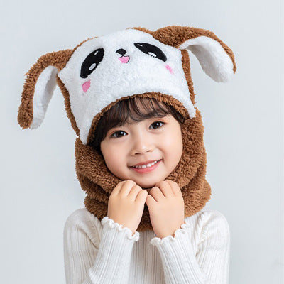 Close-up of soft coral fleece neck warmer for kids