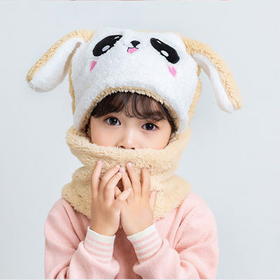 Children's winter scarf with bear ears on display