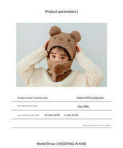Khaki colour kids scarf hat set for winter play