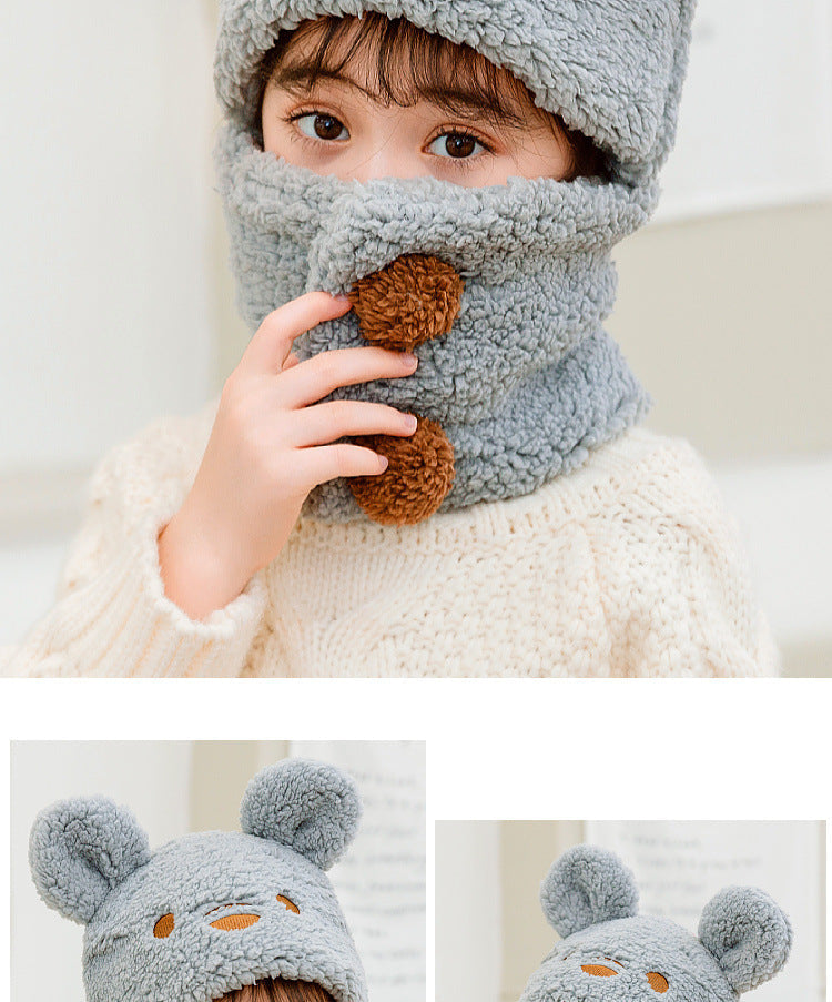Light grey kids winter hat and scarf set