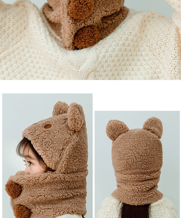 Full view of kids winter hat and scarf set