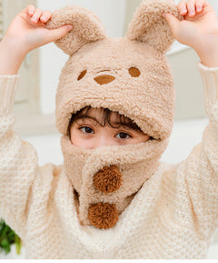 Full view of kids winter hat and scarf set