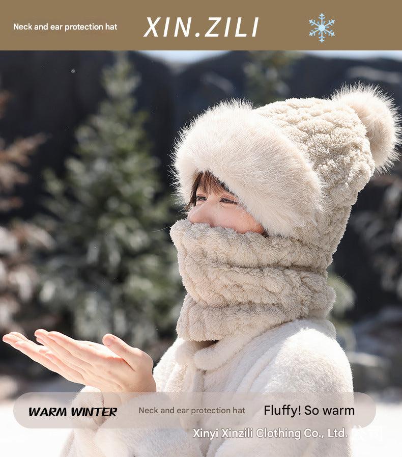 Pink winter riding hat and neck warmer