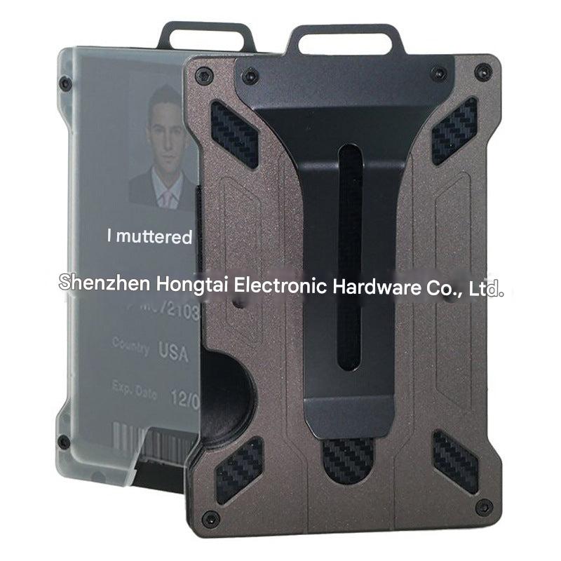 gray aluminium wallet with transparent ID holder