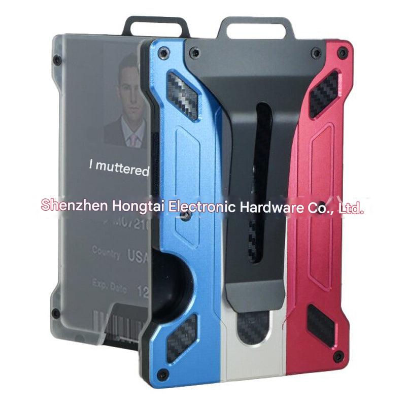 gray aluminium wallet with transparent ID holder