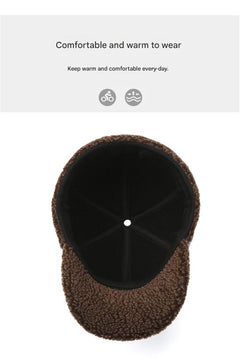 Stylish black PU leather winter hat for cold weather