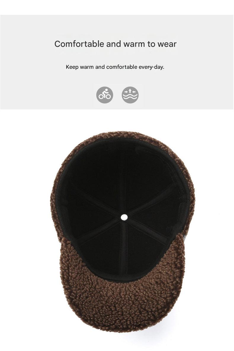 Stylish black PU leather winter hat for cold weather