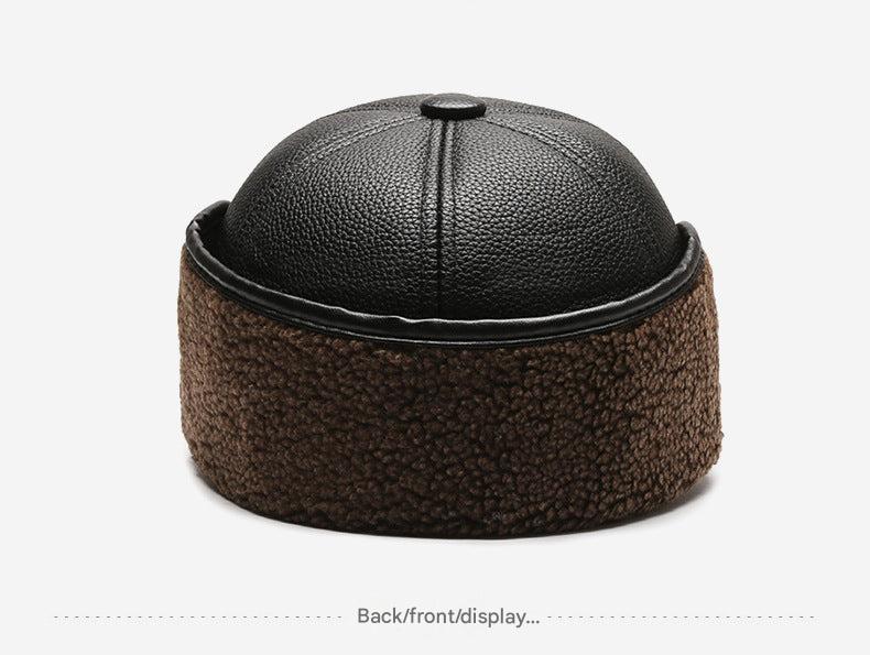 Winter hat options in black, grey, and brown