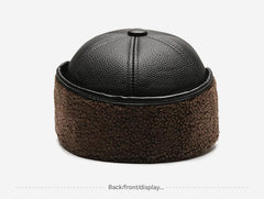 Winter hat options in black, grey, and brown