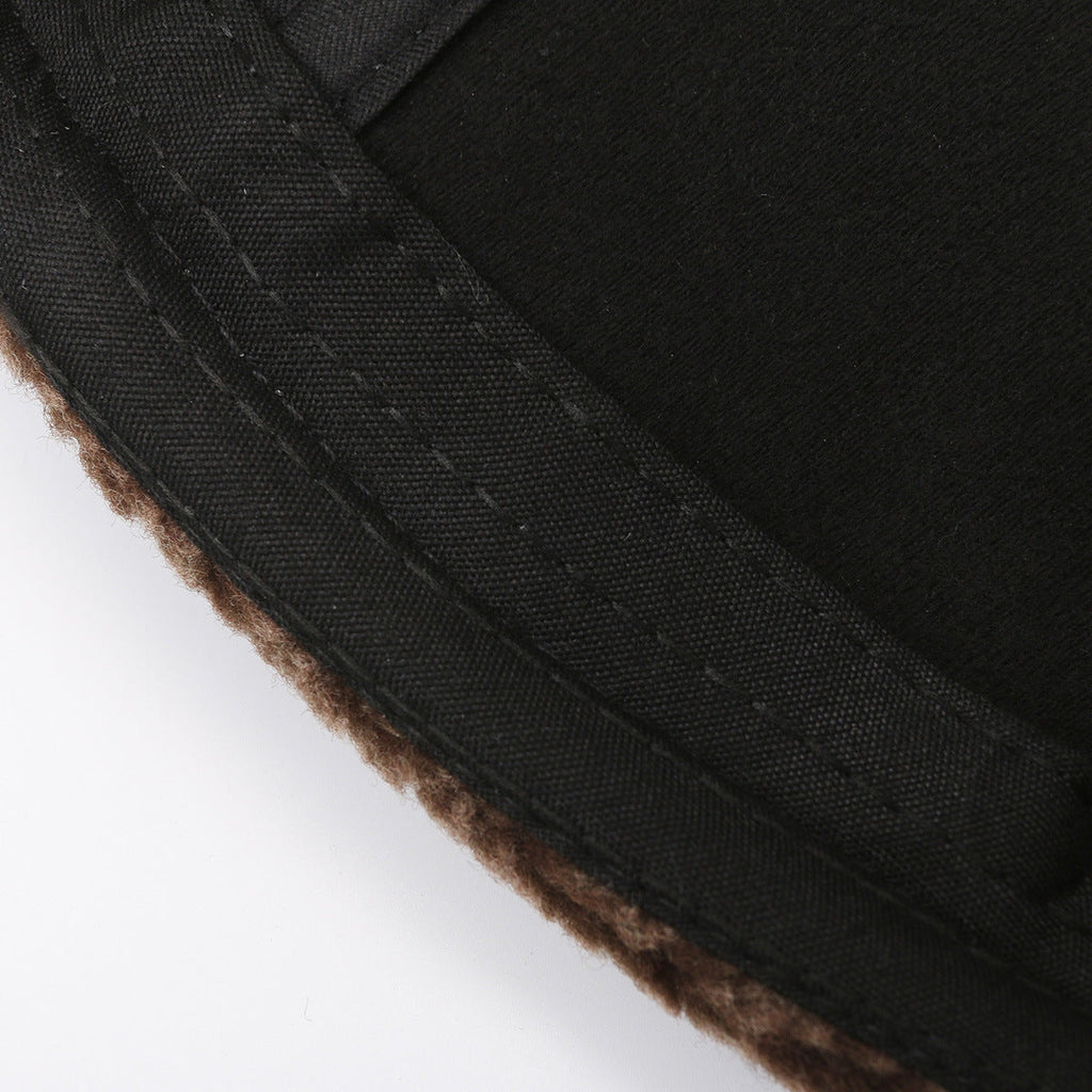Stylish black PU leather winter hat for cold weather