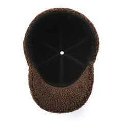 Gray PU leather ear flap cap for winter