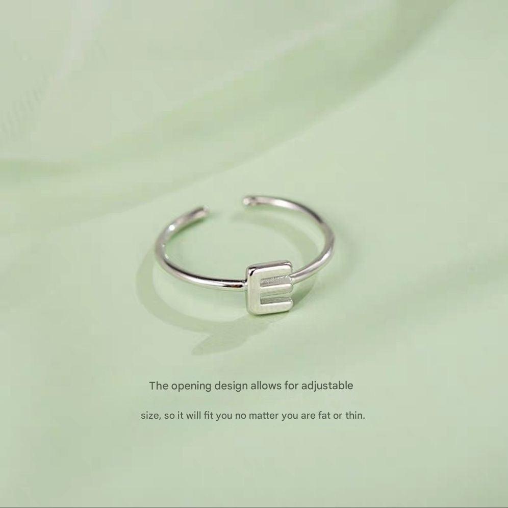 Close-up view of Adjustable Silver Alphabet Ring