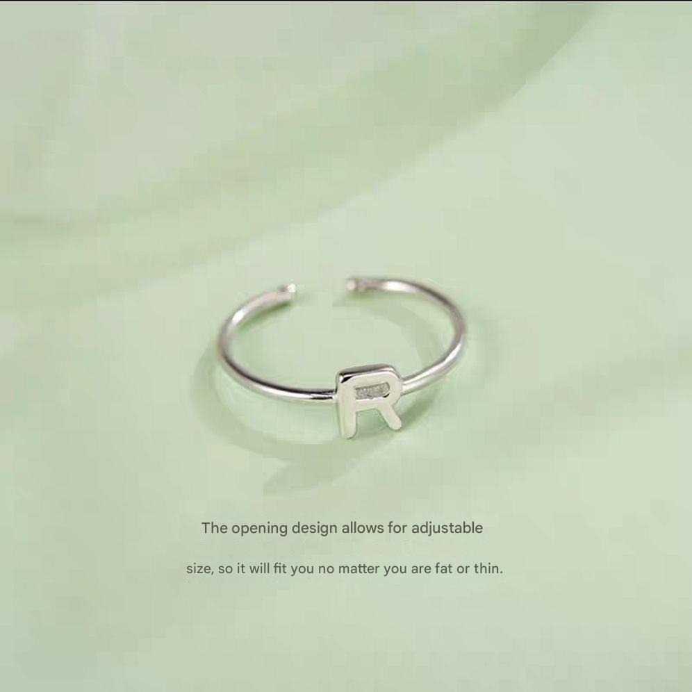 Customisable Silver Alphabet Ring on model