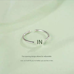Close-up view of Adjustable Silver Alphabet Ring