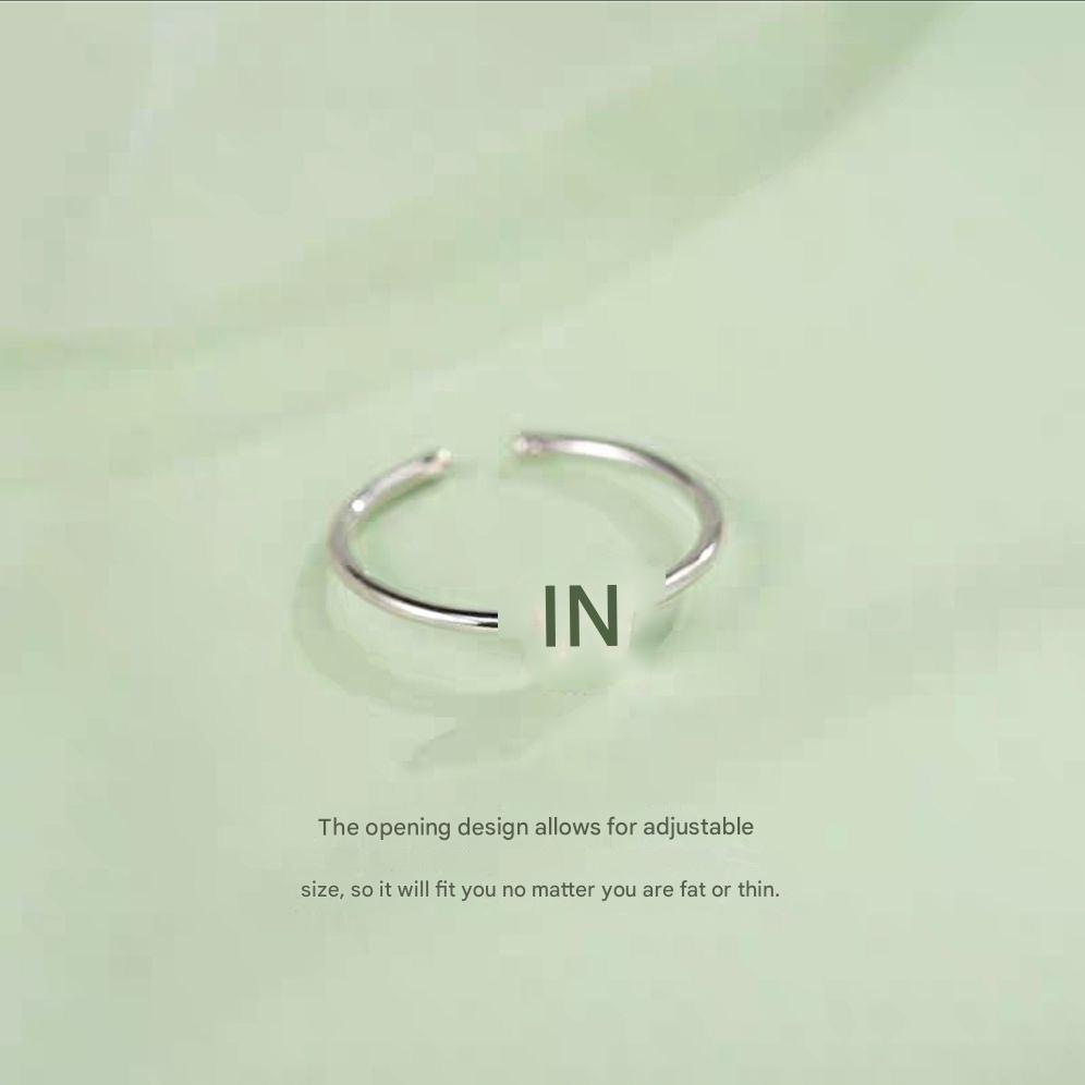 Close-up view of Adjustable Silver Alphabet Ring