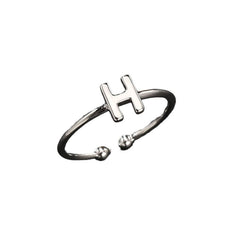 Customisable Silver Alphabet Ring on model