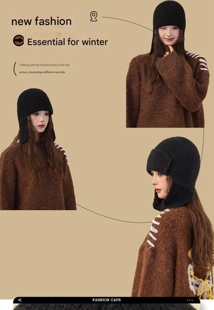Beige knit gloves and beanie set