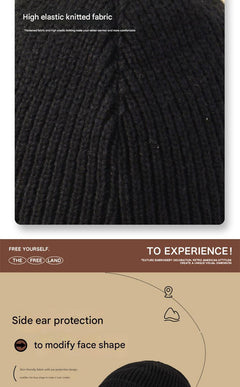 Brown winter beanie and gloves set on display