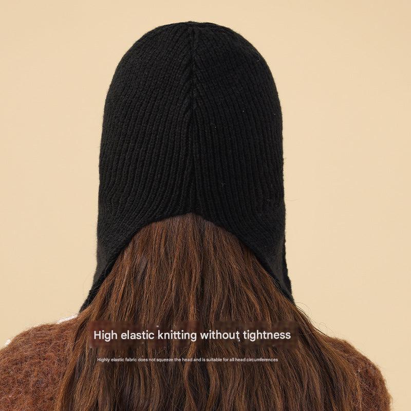 Closer look at cotton knit texture of beanie