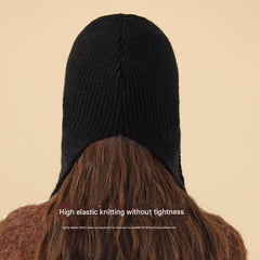 Closer look at cotton knit texture of beanie