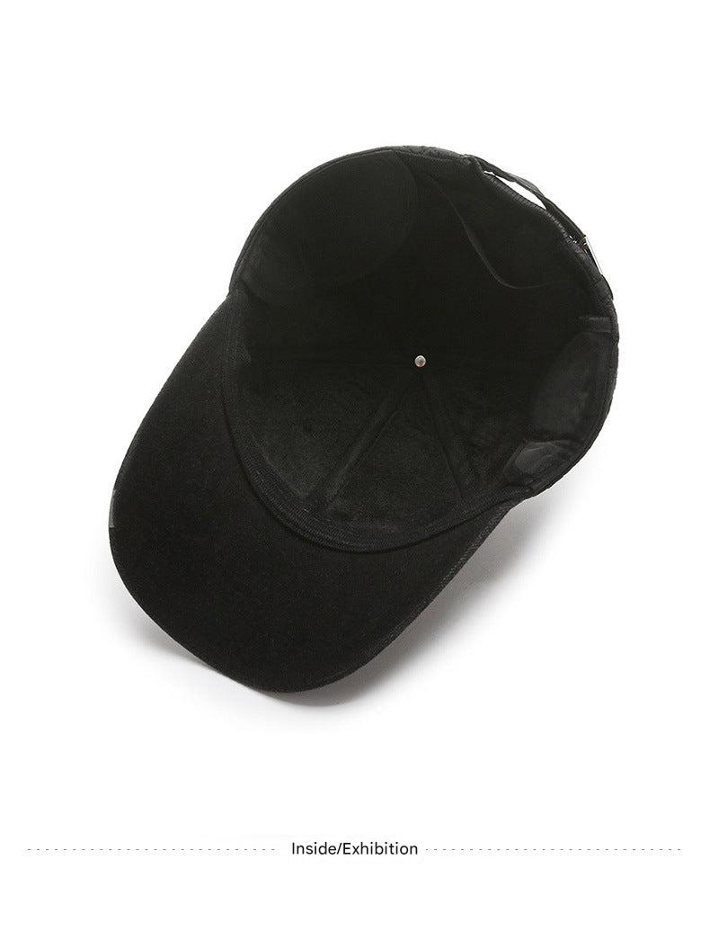 Different views of men's winter baseball cap in warm fabric