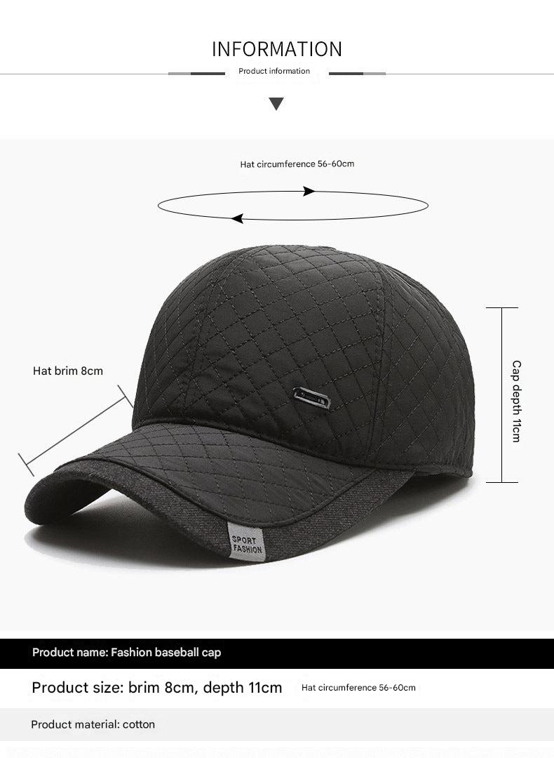 Different views of men's winter baseball cap in warm fabric