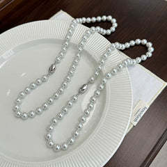 Chic Women's Silver Pearl Necklace Image 3