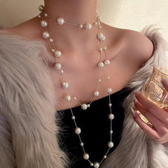 Chic Women's Silver Pearl Necklace Image 5