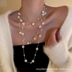 Chic Women's Silver Pearl Necklace Image 6