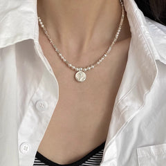 Chic Women's Silver Pearl Necklace Image 9