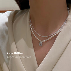 Chic Women's Silver Pearl Necklace Image 5