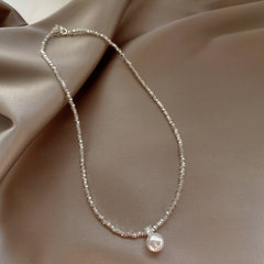 Chic Women's Silver Pearl Necklace Image 3