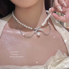 Chic Women's Silver Pearl Necklace Image 6