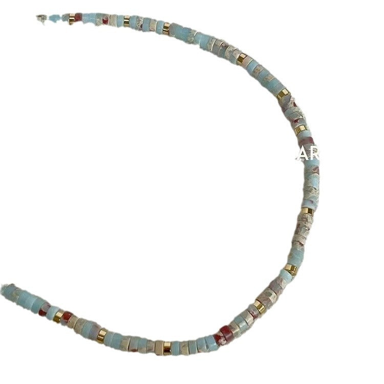 Stylish Shoushan stone necklace with alloy chain