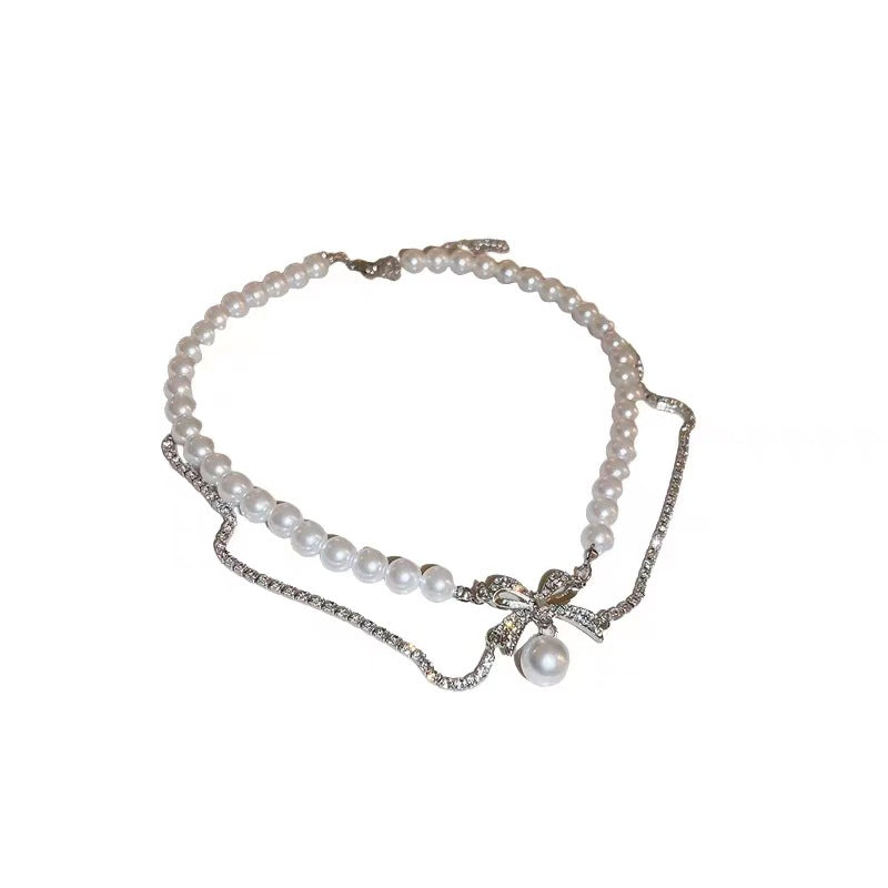 Elegant Pearl Bow Choker Necklace image 5