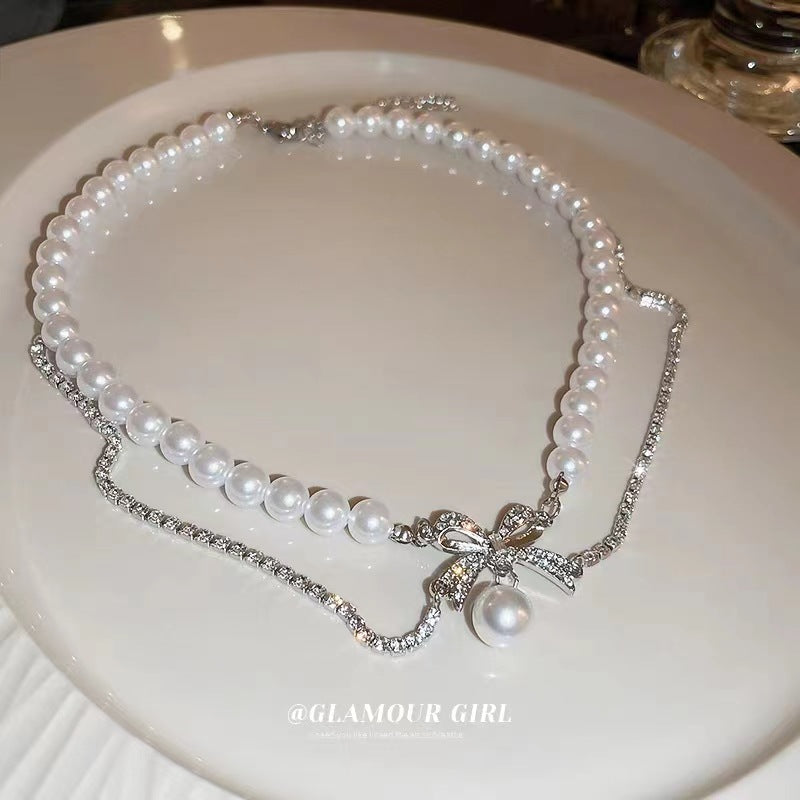 Elegant Pearl Bow Choker Necklace image 7