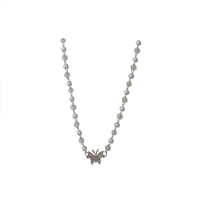 Minimalist Butterfly Design Necklace flat lay