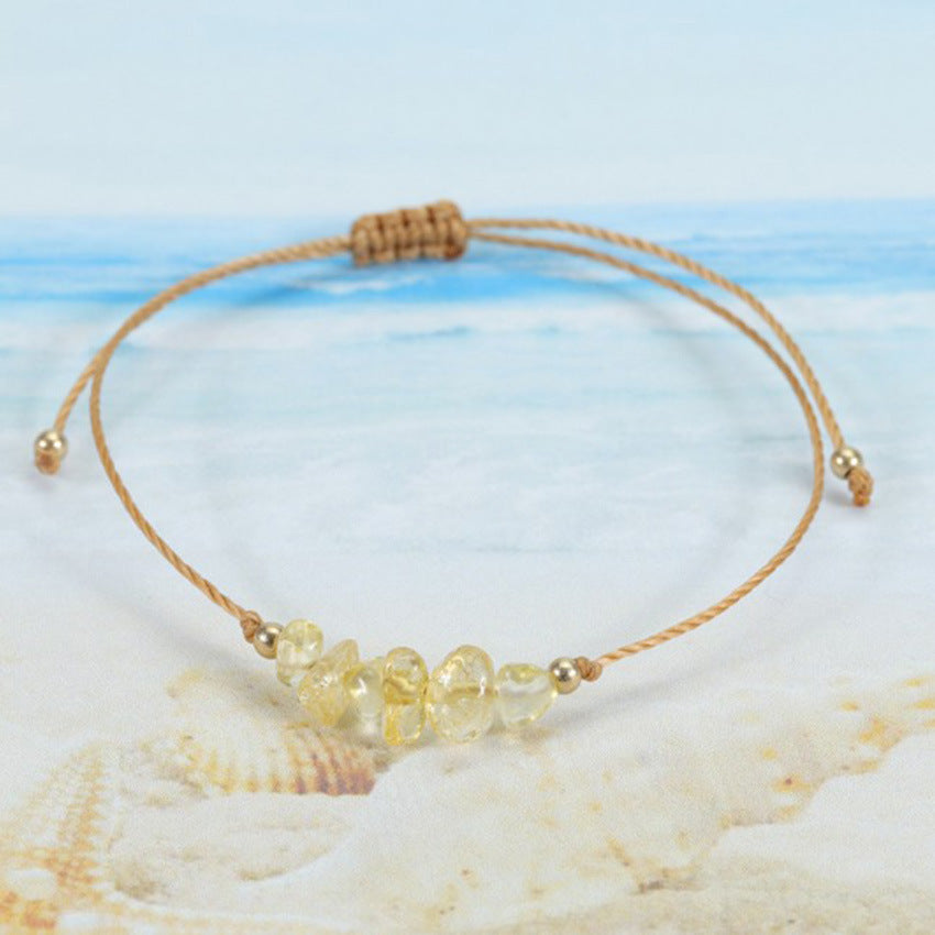 Different angles of the colourful crystal bracelet