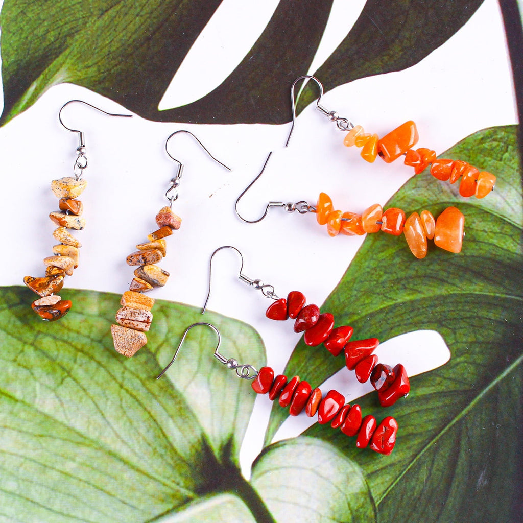 Handmade Natural Stone Crystal Drop Earrings Image 3