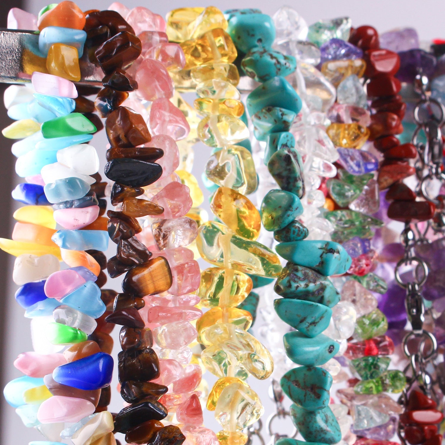 Stylish natural stone necklace worn by model