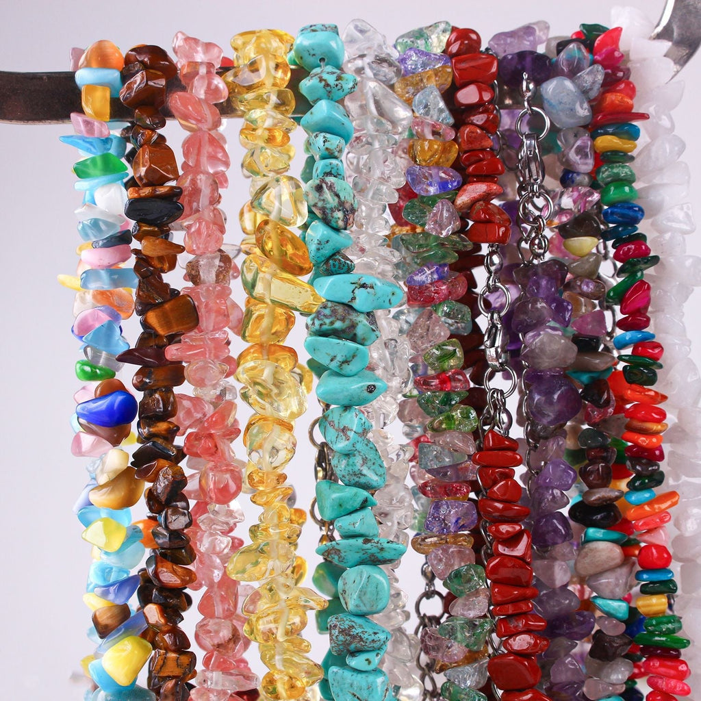 Colourful irregular beads of crystal necklace
