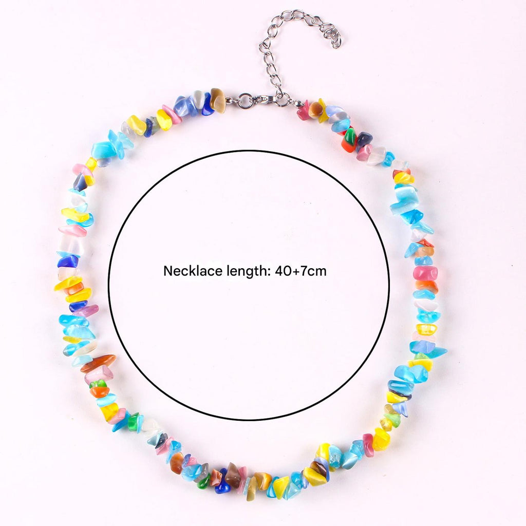 Close-up of unique crystal necklace design