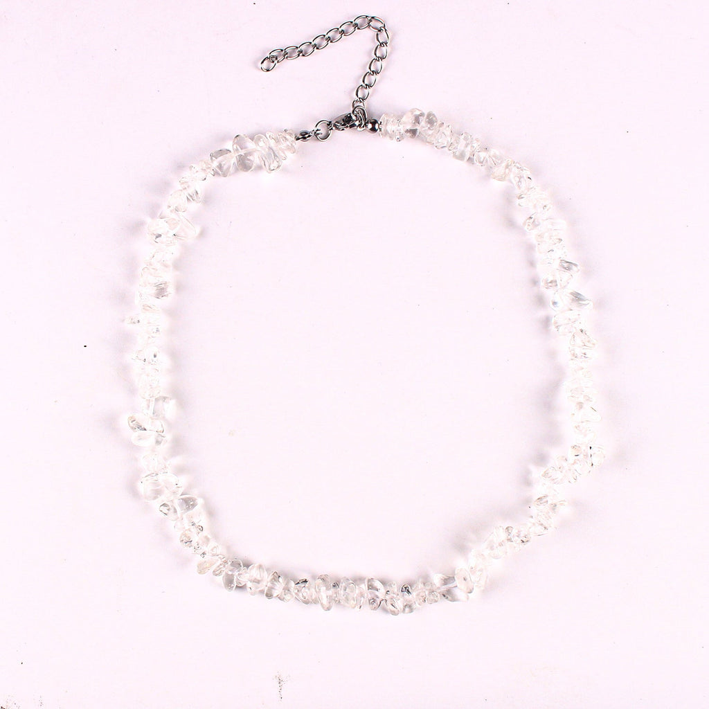 Stylish natural stone necklace worn by model