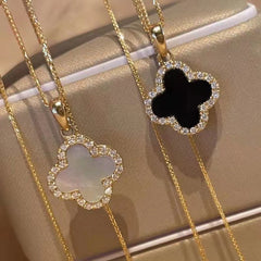 Back view of the four-leaf clover necklace showcasing clasp