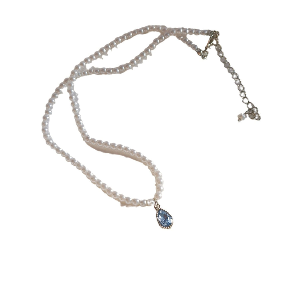 Adjustable blue waterdrop pearl necklace clasp