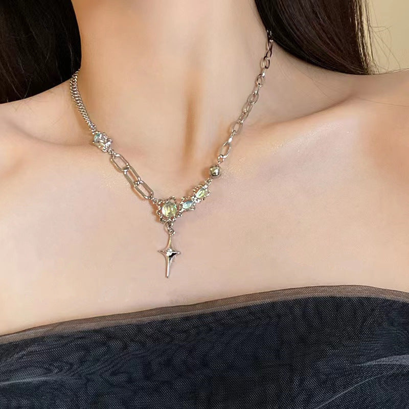 Casual styling of moonstone necklace