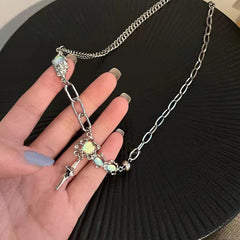 Adjustable moonstone necklace showcasing length
