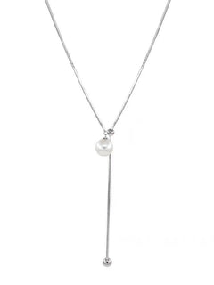 Elegant Pull-Down Pearl Long Necklace Image 4