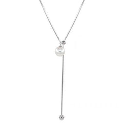 Elegant Pull-Down Pearl Long Necklace Image 5